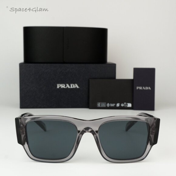 BRAND NEW Prada PR10ZS 16Z70B Transparent Asphalt Grey Square Unisex Sunglasses